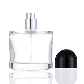 Enslz 100ML/3.4OZ Refillable Cosmetic Spray Bottle, Empty Glass Perfume Bottle with Spray Atomizer (Black, 100ml)