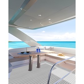 KXKZREN Boat Flooring EVA Foam Decking Sheet Faux Teak Marine Mat Non-Slip Boat Carpet Self-Adhesive Flooring for Jon Boats Motorboat RV Yacht Kayak Swim Platform 16 x 47.2 inch,5.29 sq.ft