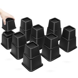 MCXYEM Bed Riser/Furniture Lift Bed/Bed risers/Furniture Lifter/Table risers/Frame Risers Create Under Bed Storage Heavy Duty for Furniture Height Adjustment (Black 8 Pack, 8 Inch)