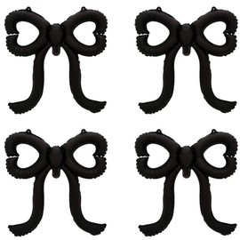 4 Pcs Pink Bow Balloons, 31”Huge Bow Aluminum Foil Balloons for Birthday, Baby Shower, Wedding, Bridal, Engagement, Bachelorette, Princess, Coquette Party Decorations Supplies (Black)