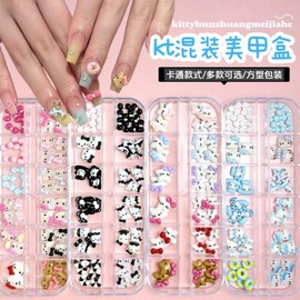 [Overseas] Kitty Parts 12-Cut Kitty Black Leather Cat Nail Accessory Case Resin Character Summer Beach Coco Free Size/0 2 Blue Dark Brown 4ea