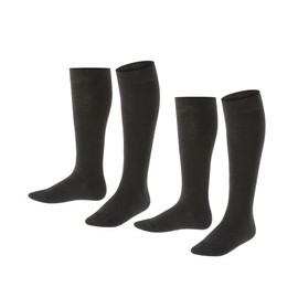 ESPRIT Unisex Children's Foot Logo Multipack K Kh Cotton Long Plain Knee Socks (Pack of 2), Black 3000.