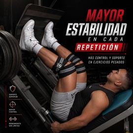 GN FITNESS Vendas Para Rodillas Gym, Wraps Para Rodilla Gym, Rodillera para Gym, Equipo de entrenamiento de pesas, Evita lesiones en tus articulaciones, Unise (Negro)