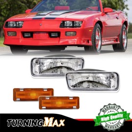 GTINTHEBOX Fit 1985-92 Chevy Camaro Clear Lens Signal Lights + Amber Lens Side Marker Lamps