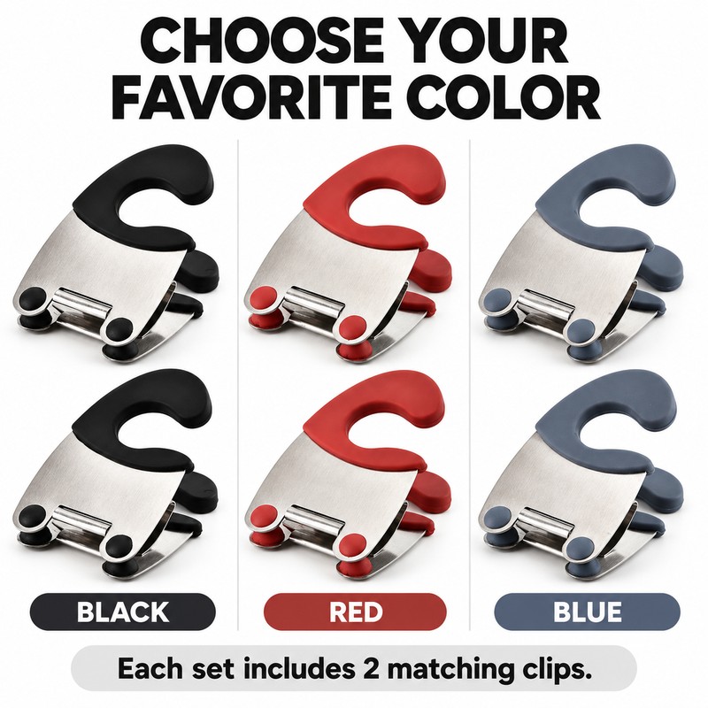 Pot Spoon Holder Clips for Cooking Utensils – 2-Pack Stainless