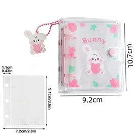 Sticker Notebook, Clear, Girls, Sticker Notebook, A8 Size, Clear Binder, Promoter Goods, Includes 10 Card Sleeves (Pink Rabbit)