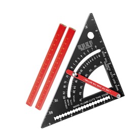 7 Inch Carpenter Square 80° Angle Adjustable Combination Ruler with 2 Pencils, Aluminum Wood Square, Protractor, Wrench, Ruler, Drill Gauge, for Woodworking and Carpentry