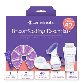 Lansinoh Youve Got This - Kit esencial de lactancia materna para nuevas mamás, juego de regalo de 77 piezas con almohadillas para orejas de lactancia 