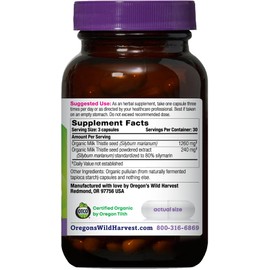 Oregon's Wild Harvest Certified Organic Milk Thistle USDA Certified Organic Herbal Supplement, 90 Count