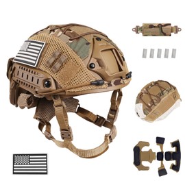 ClrfZebr Adjustable Tactical Helmet with Counterweight Pouch & Cover for Airsoft, Cosplay, Military Gear (CP)