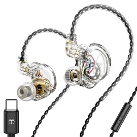 FEDAI TRN CS4 in Ear Earphone, TRN in-Ear EarbudsOne Side Dual Dynamic DJ Monitor IEM Earbud, HiFi Sport Noise Cancelling Gaming Headset for Musicians Singer Audiophiles (Type-C with mic)
