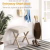 LUE BONA Square Linen Makeup Stool, Metal X Legs, Small