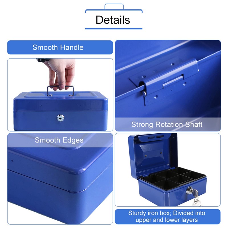 Security Cash Box Fireproof Waterproof with Key Lock 6 Slots