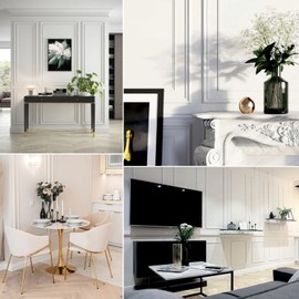 Self-Adhesive Wall Molding Trim - 118" PVC Flexible Baseboard for Wall Protection & Mirror Frame, Easy Install, Waterproof, DIY Home Decoration(S049-4)