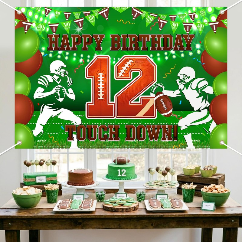 Football 12th Birthday Backdrop for Boys 12th Bday Party Supplies