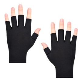 QIKEJI Gloves, Black, Men's, Thermal Gloves, Work, Half Finger Gloves, Lightweight, Sunscreen, Breathable, Anti-Slip, Stretchable, Ideal for Biking, Driving, Cycling, Fishing, Gardening, Black