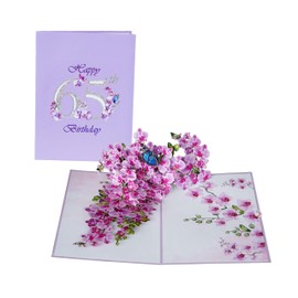 PQ Bees 65th Birthday Card, Orchid 3D Birthday Cards for Women, 6x8in Pop Up Gifts for Mom, Wife, Her, Daughter, Sister, Grandma (65th BD 6x8)