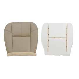 FZJDSD 2PCS Tan Driver Side Bottom Replacement Leather Seat Cover & Seat Foam Cushion Compatible with Compatible with Chevy Tahoe Suburban Avalanche Silverado GMC Sierra Yukon 2007 2008 2009 2010 2011