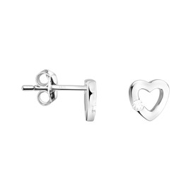SOFIA MILANI - Women's Earrings 925 Silver with Zirconia Stones - Heart Stud Earrings, Sterling Silver, Cubic Zirconia