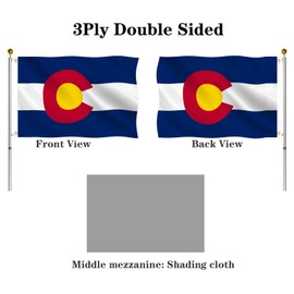 Hypoth Double Sided Colorado Sates Flag 4x6 FT Outdoor- UV Fade Resistant 3Ply Colorado CO Flags Canvas Header with 2 Brass Grommets Easy to Rising