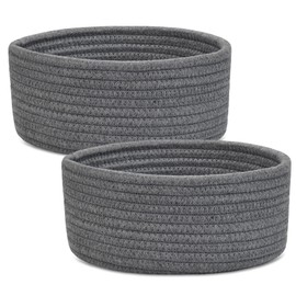 ABenkle 2 Pack Small Baskets, Cotton Rope Woven Basket, Cute Mini Tiny Storage Baskets, Decorative Boho Basket for Nursery Living Room Bedroom Shelf, Empty Gift Basket