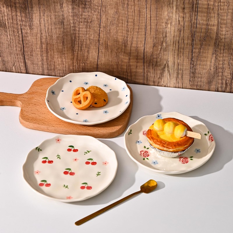 Koythin Ceramic Dessert Plates, Cute Fruits Dinner Plate, Creative Plates