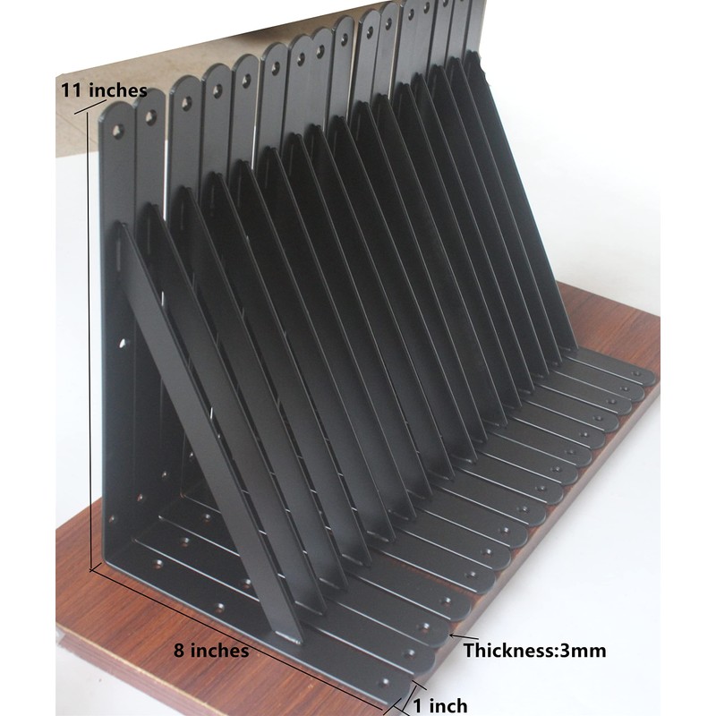20 Pack L11" x H 8" Black Heavy Duty Shelf