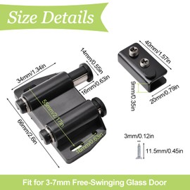 UFURMATE Glass Door Magnetic Catch Latch Closures, 2 Set Push Open Double Glass Door Magnetic Touch Latchs with Adjustable Cabinet Clamp, Fit for 3-7mm Free-Swinging Frameless Glass Door (Black)