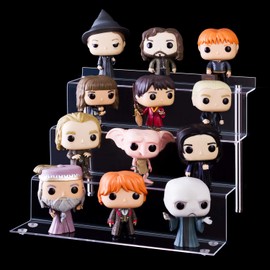 LileZbox Acrylic Display Riser Shelf for Pop Figures, Clear Large 4 Tier Display Stand for Display or Collecting, Cupcake Dessert Product, 1 Pack (30 x 28 x 22 cm)