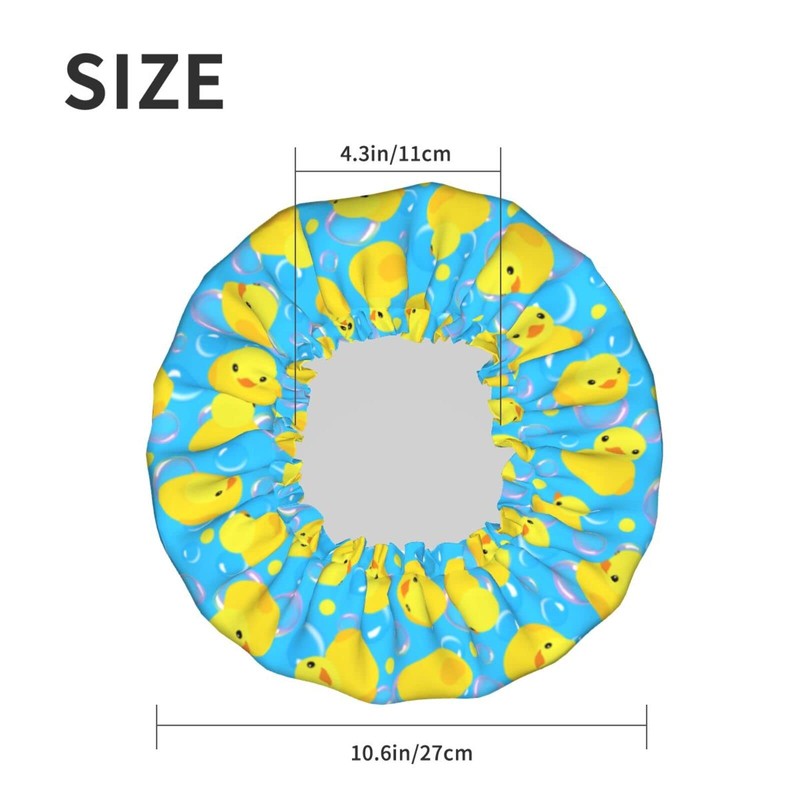 Yellow Rubber Ducks Shower Cap For Women Adjustable Double Waterproof