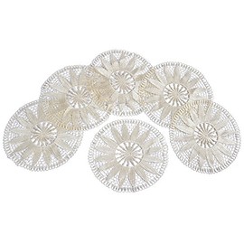 Pack of 6 Floral Lace Round Doilies 100% Polyester Traditional Table Linen Coaster Mat 20.5cm (Cream)