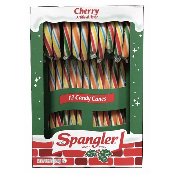 Spangler Multi-Colored Cherry Flavored Full Size Candy Canes 5.3 oz