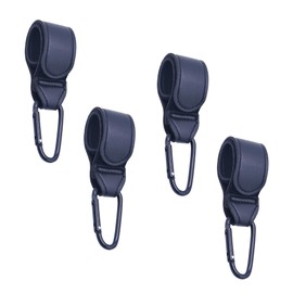 HXJDAM Pram Hook Pram Hook for Changing Bag, Pram Hook for Bags, Leather Pram Hooks, Universal Pram Hooks. (Black 4 Pieces), Black Pack of 4