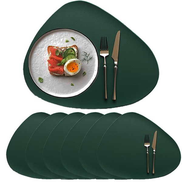 Placemats, Round Placemats Faux Leather Heat Resistant Placemats for Dining
