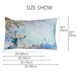 Christmas Snowman and Gifts Pillow Cases Stardard Size Set of 2 Microfiber Pillowcases with Hidden Zipper Soft Comfortable Bed Pillow Covers (20x26 Inches)