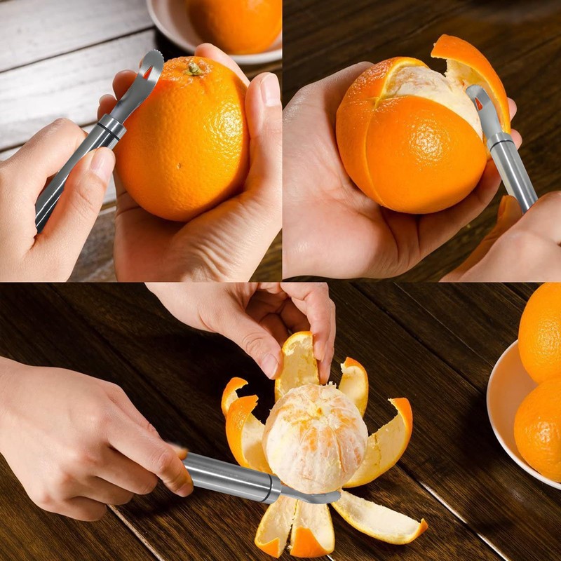 Stainless Steel Orange Peeler, Long Handle Orange Citrus Peeler Tool