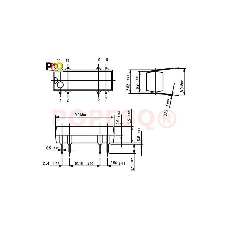 POPESQ® Relay Reed 5V 0.5A/250VDC PCB #A3218 Pack of 3