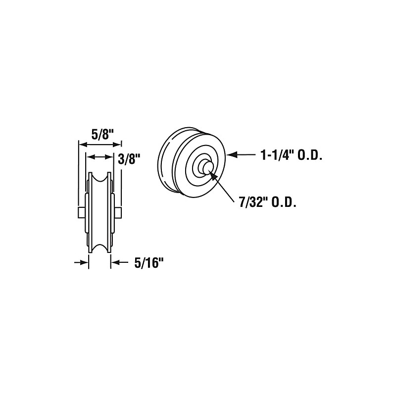 Slide-Co 131972 Precision Steel Bearing Roller, Built-in Axle, 1-1/4 In.