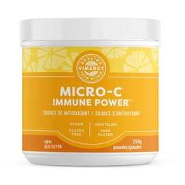 VIMERGY Vimergy Micro-C Immune Power TM *- 250gC 139 servings C 1000mg/serving C gentle form C Antioxidant Phytonutrients C immune & nerve support C benefits bone & cartilage C gluten-free C kosher C vegan