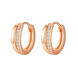 Women's Hoop Earrings, Silver 925 with Cut-Outs, Hypoallergenic Small Sleeping Hoop Earrings, 13 mm Hoop Earrings, Gifts for Women, Girls, Silver/Gold/Rose Gold/Black, Silver