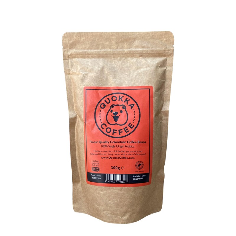 Quokka Coffee 250g Ground Coffee Resealable – 100% Colombian Arabica,