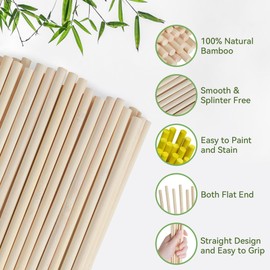 SOSMAR Pack of 70 Wooden Sticks for Crafts, Bamboo Sticks, Round, Diameter 6 mm x 30 cm, Long, Natural Wooden Stick, Craft Wood for Model Making, DIY Crafts and Decoration