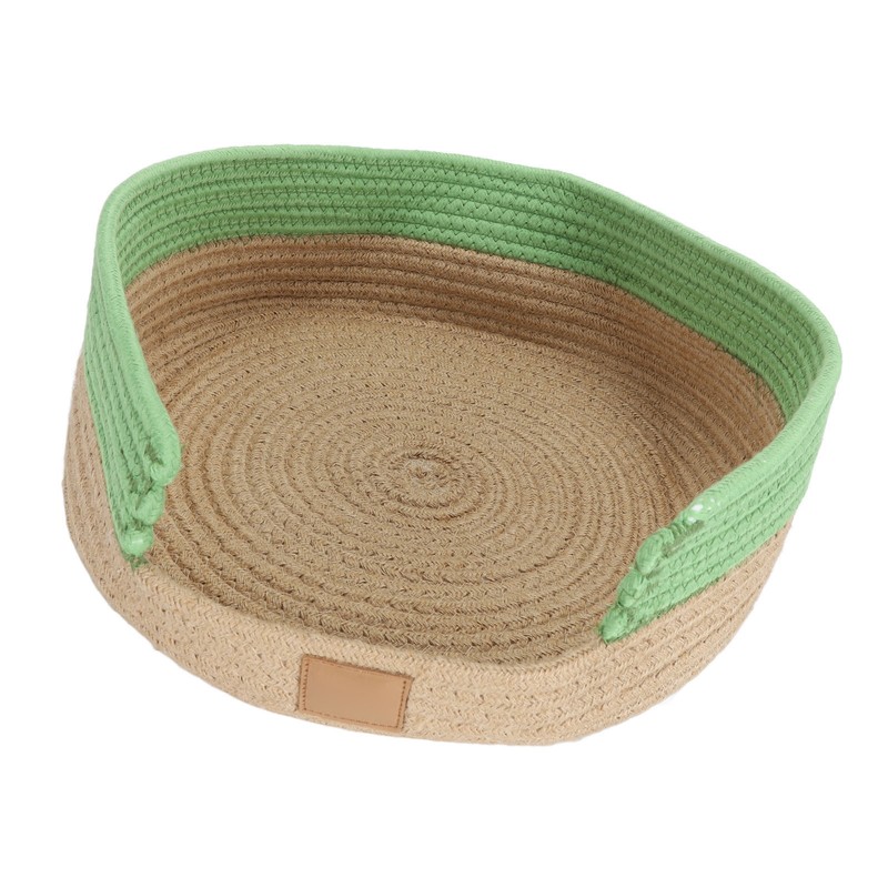 Round Cat Bed Cotton Rope Woven Basket Multipurpose Sleeping Scratching