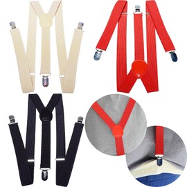 Aswewamt 3 Pcs Suspender Men, Mens Braces with Strong Metal Clips Adjustable Y Shape Heavy Duty Brace Suspenders for Men Women