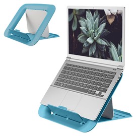 Leitz Höhenverstellbarer Laptopständer, Notebook Ständer mit 4 Höhen für 13“-15“ Notebooks, Kompakte Laptop-Erhöhung für den Schreibtisch, IGR-zertifiziert, Ergo Cosy Serie, Blau, 64260061