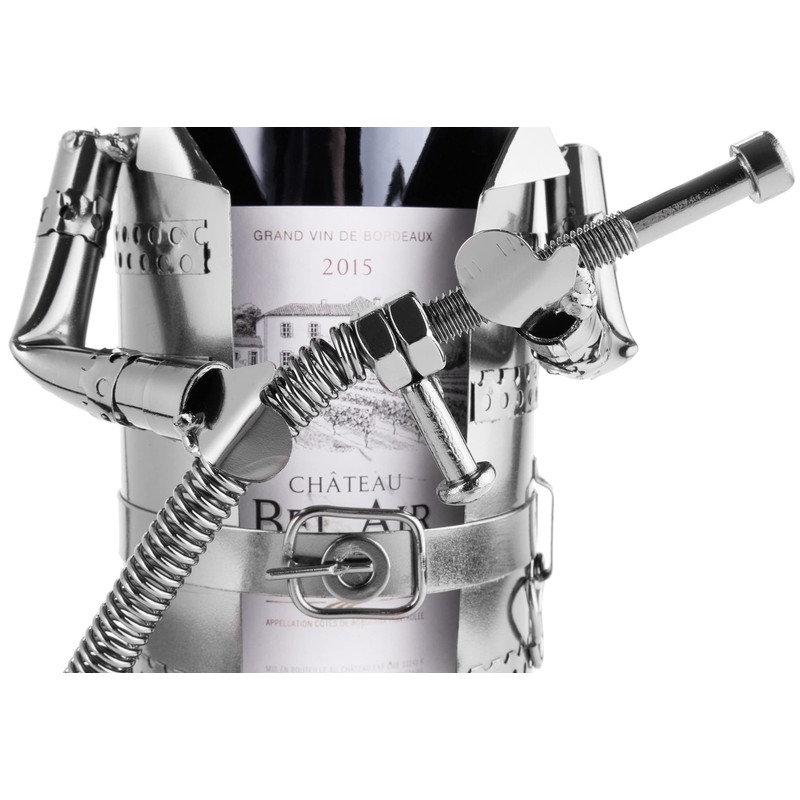 BRUBAKER Flaschenhalter Feuerwehrmann Metall Skulptur mit Geschenkkarte