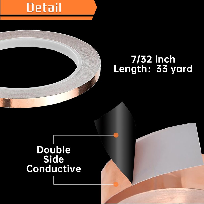 7/32 Inch Black Backed Copper foil Tape for Stained Glass,