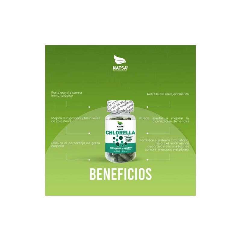 Chlorella, 300 Cápsulas (3 Frascos 100 Cap C/u) Sabor Natural