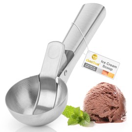 YasTant Premium Stainless Steel Ice Cream Scoop with Trigger Ice Cream Scooper Dishwasher Safe, Heavy Duty Metal Icecream Scoop Spoon with Anti-Freeze Handle, Perfect for Gelato