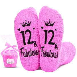 HAPPYPOP Birthday Gift Socks - Coral Fleece Cupcake Packaging for 12 Year Old Girls Preteen Birthday Present with Fun Sole Letter Design